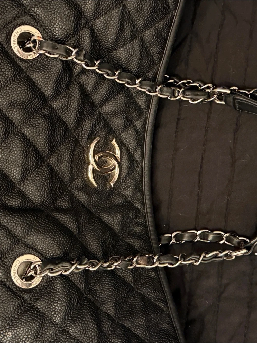 Chanel Caviar Quilted French Riviera Hobo Black